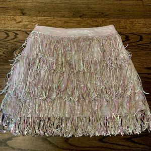 Keep the Flowers Sequin Fringe Skirt